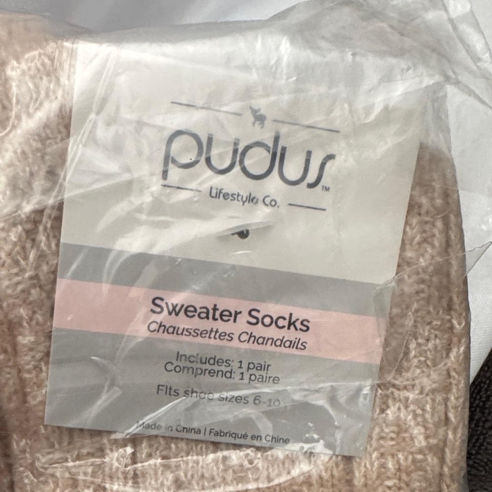 Pudus Women's Sweater Socks - Tan